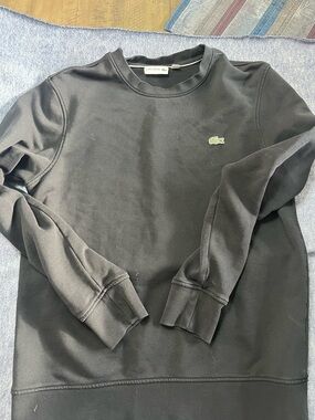 Lacoste Black Sweatshirt with Green Crocodile Accent